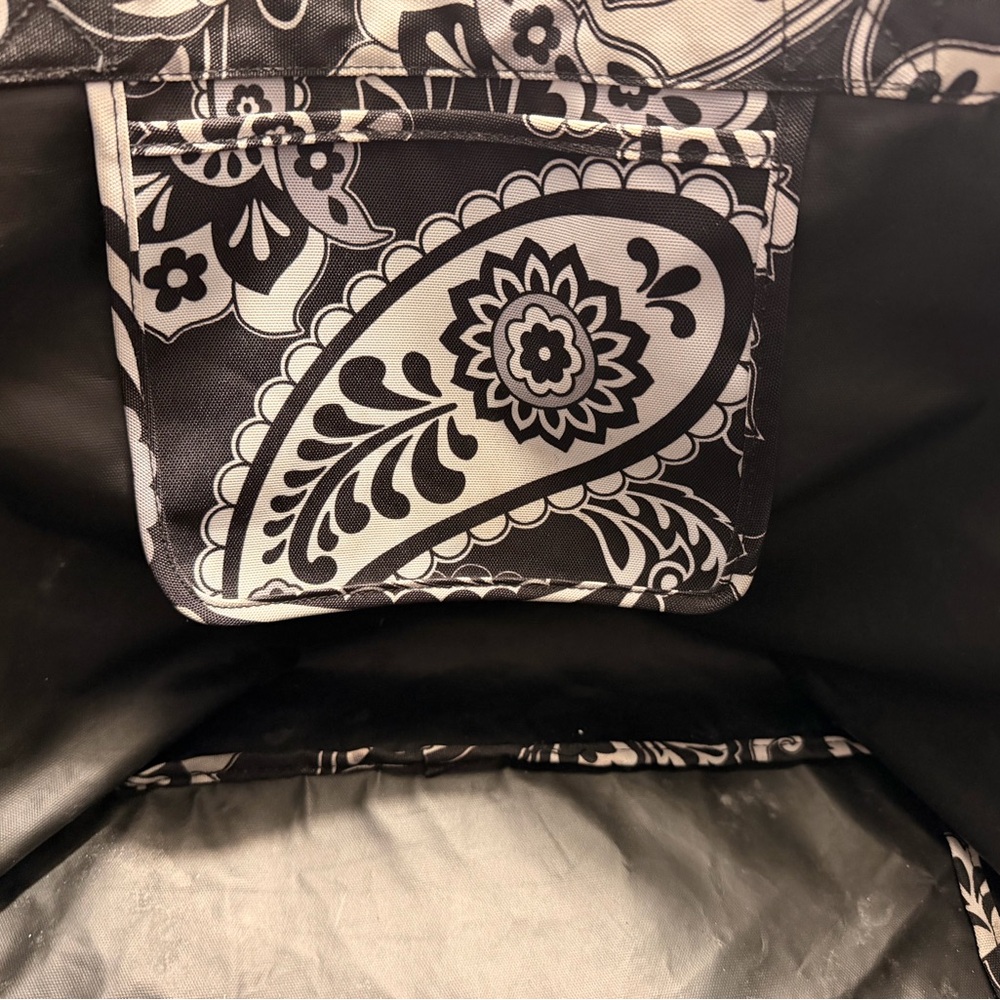 Vera Bradley Black White Floral Paisley tote - Picture 4 of 5